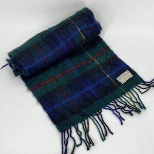 James Pringle Weavers Green Tartan Plaid Scarf 100% New Wool Scotland